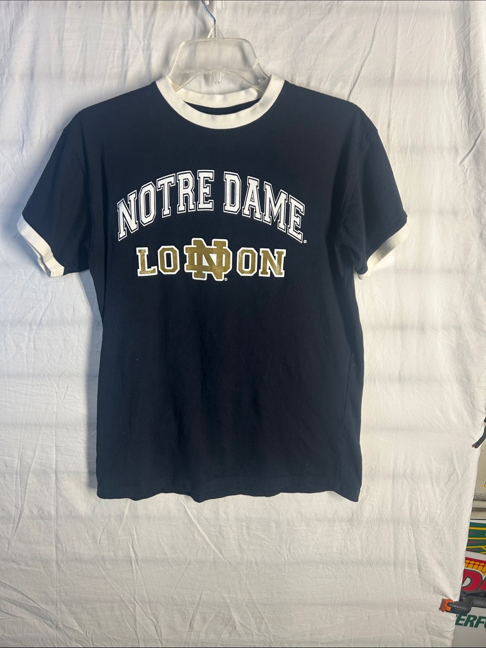 Notre Dame London Navy Ringer Tee with White Trim